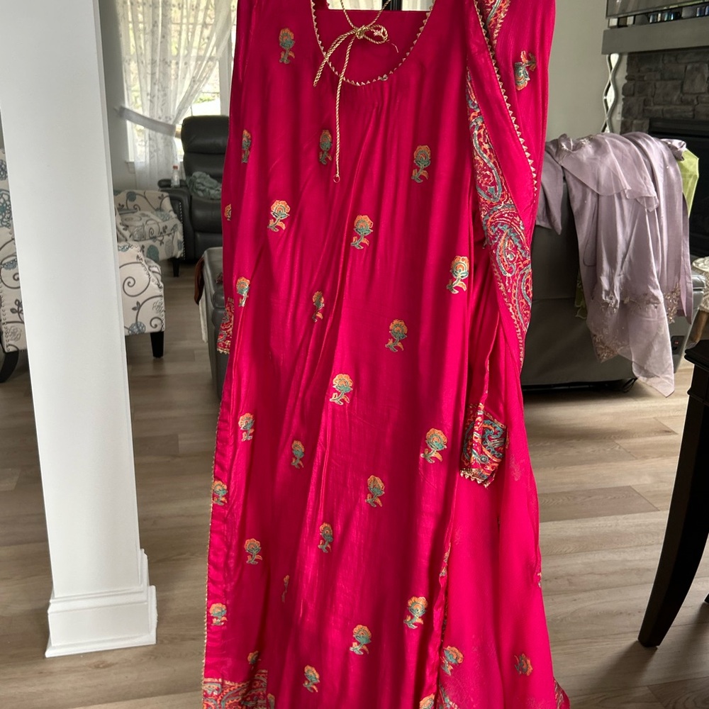 Elegant Pink Pakistani Indian Embroidered Dress